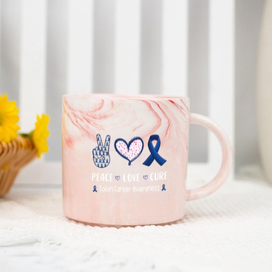 Discover Love Colon Marble Mugs Peace Love cure Colon cancer awareness