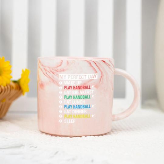 Discover My Perfect Day Play Handball Marble Mugs Cool Player Gift Marble Mugs