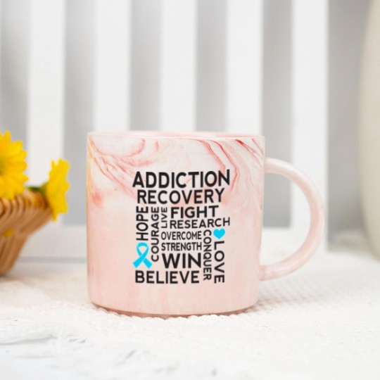 Discover Addiction Recovery Awareness Ribbon - Addiction Recovery Awareness - Marble Mugs