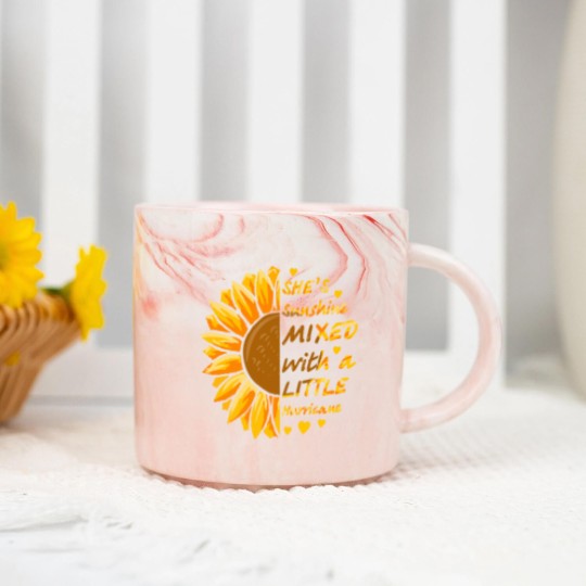 Discover She's Sunshine Mixed With A Littles Hurricane Sunflower Marble Mugs