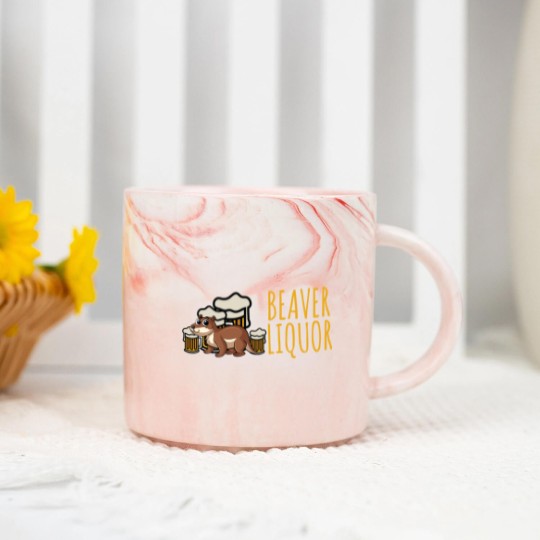 Discover Funny Beaver Liquor Animal Pun Beer Lover Drinking Marble Mugs
