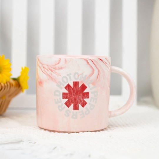 Discover Red Hot Chili Peppers Distressed Logo Rock Marble Mugs Marble Mugs