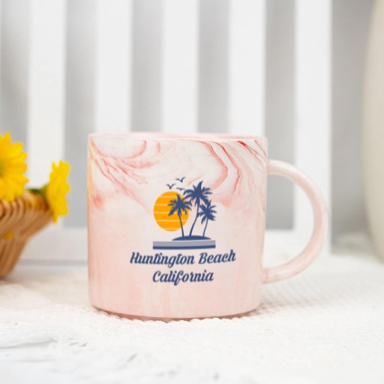 Discover Huntington Beach California Marble Mugs CA Tourist Gifts Marble Mugs