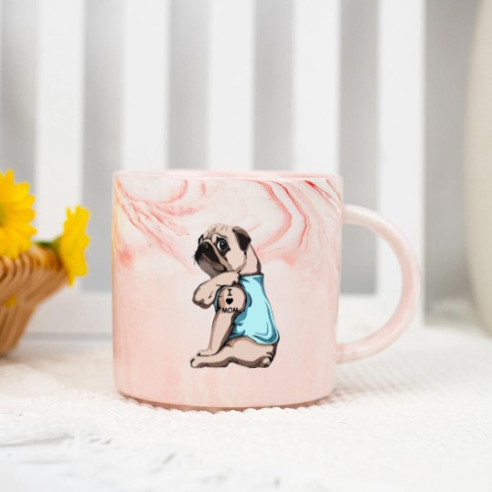 Discover Pug Dog I Love Mom Marble Mugs
