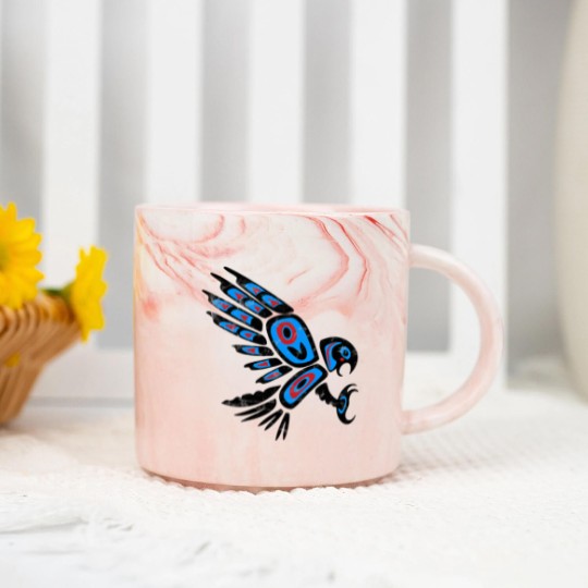 Discover native american red tailed hawk bird Totem tribal Marble Mugs