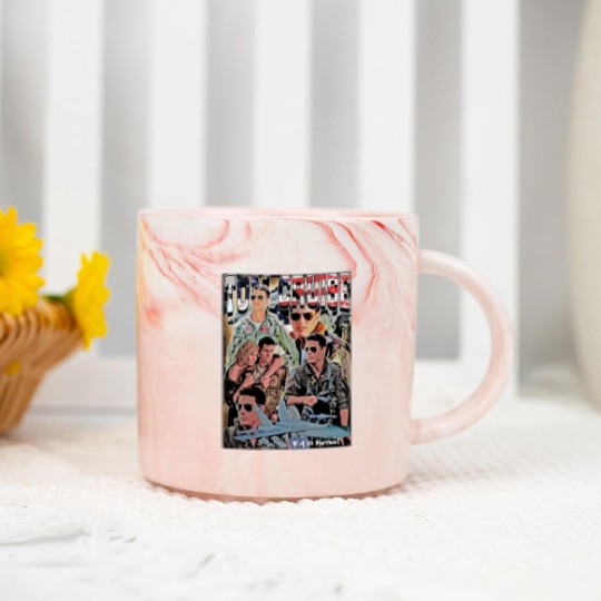 Discover Tom Cruise Marble Mugs Action Movie Fans Graphic Marble Mugs Homage Marble Mugs American Actor Classic 90s Retro Vintage Gift