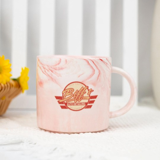 Discover Biff's Auto Detailing in Distressed Red - Back To The Future - Marble Mugs