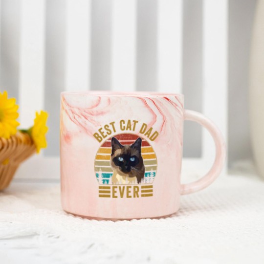 Discover Retro Vintage Best Cat Dad Ever Fathers day Siamese Cat Marble Mugs