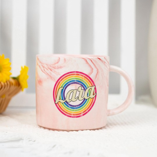 Discover Lara - Retro Rainbow Faded-Style - Lara - Marble Mugs