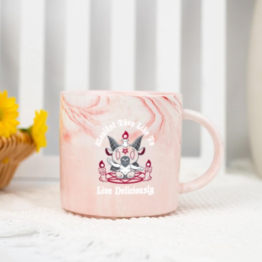 Discover Live Deliciously - Creepy Cute - Satanic Goat - Occult - Witch - Satan - Marble Mugs