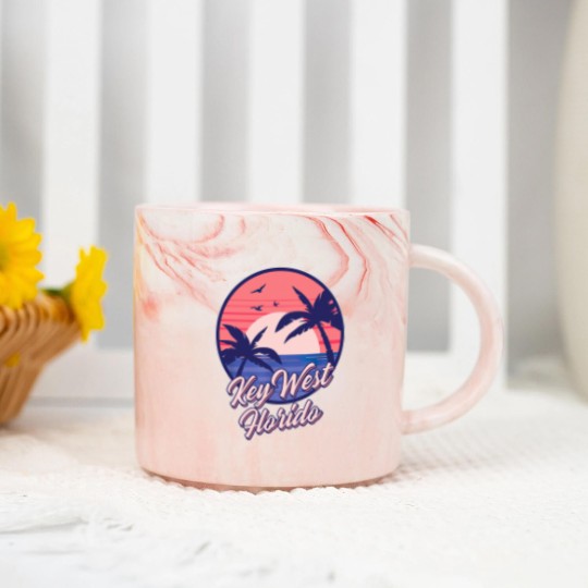 Discover Key West Florida Sunset Beach Summer Seawaves Marble Mugs