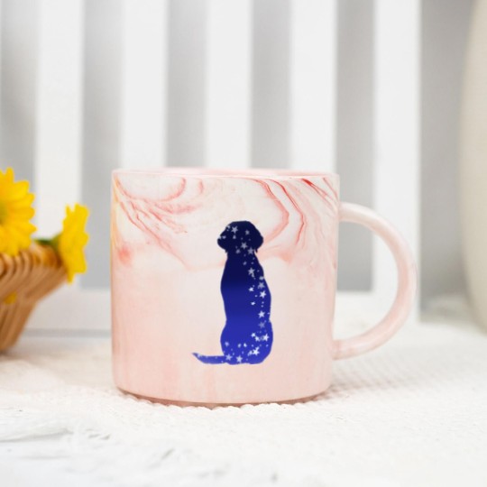 Discover Cosmic dog silhouette in blue with stars Marble Mugs