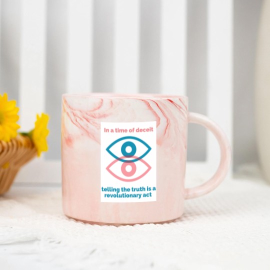Discover George Orwell Quote - Orwell Saying - 1984 -In a Time of Deceit Telling the Truth is a Revolutionary Act - Orwell - Marble Mugs