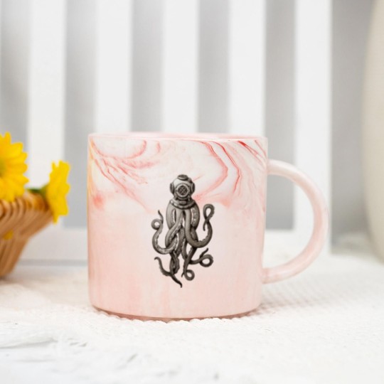 Discover Retro Fashion SCUBA Diver Weird Killer Octopus Marble Mugs
