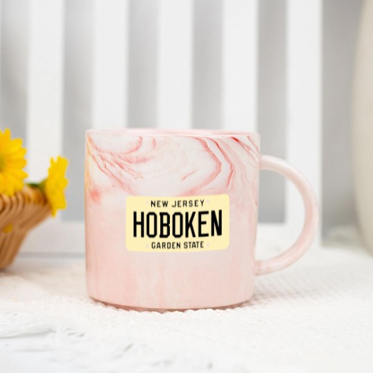 Discover Hoboken New Jersey License Plate Marble Mugs