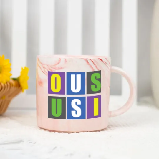Discover House Music Blocks Blk Marble Mugs