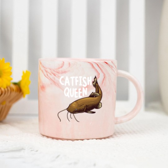 Discover Funny Catfishing Art Women Mom Catfish Queen Fishing Hunters Premium Marble Mugs