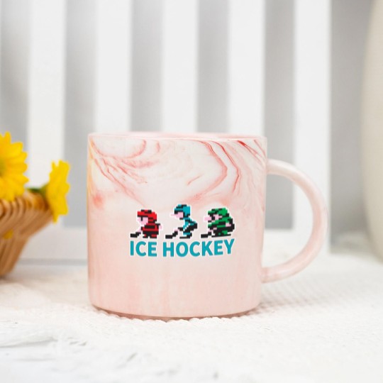Discover 8-bit Ice Hockey Guys for Dark Marble Mugs - Nintendo - Marble Mugs