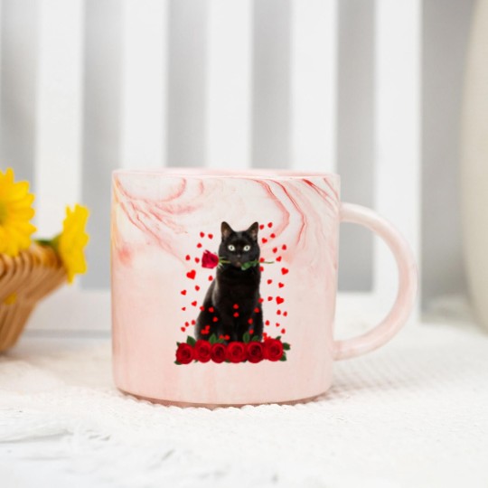 Discover Black Cat Valentines Day Teenager Marble Mugs
