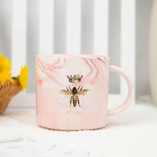 Discover Queen Bee Marble Mugs with Crown for Beekeepers & Bee Lovers