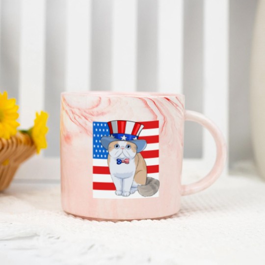 Discover Exotic Shorthair Cat 4th of July - Exotic Cat - Marble Mugs