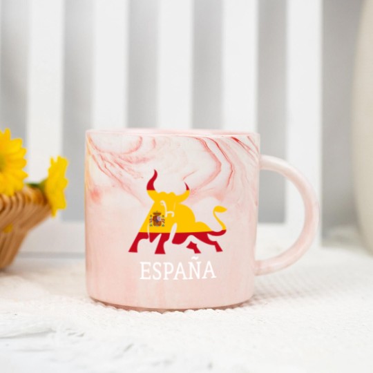 Discover Spain Spanish Flag Souvenir Toro España Bull Silhouette - Spanish Spain Flag Souvenir Bull S - Marble Mugs