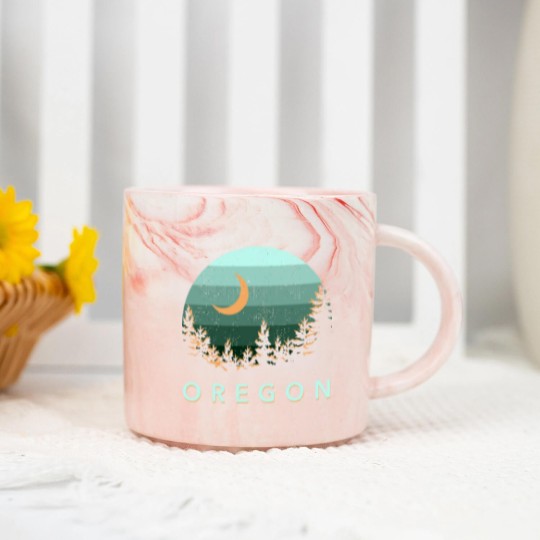 Discover Oregon Vintage Sunset Outdoors Hiking Souvenir Marble Mugs