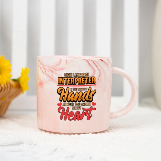 Discover sign language interpreter signpost gesture Marble Mugs