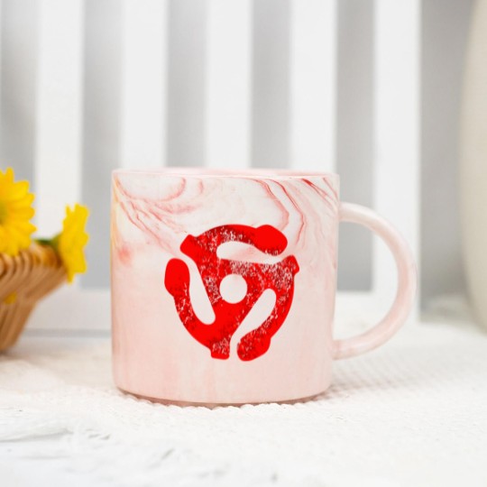 Discover Music Turntable Record Dj Red 45 Rpm Adapter Marble Mugs