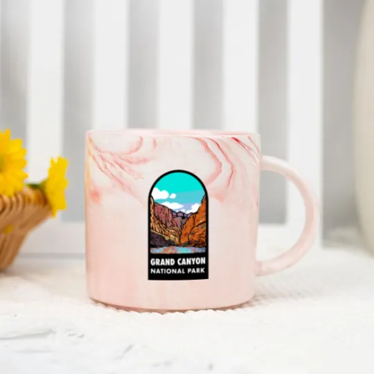 Discover Grand Canyon National Park Badge Marble Mugs