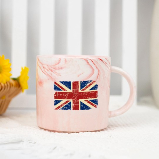 Discover Union Jack Flag - Vintage Look Marble Mugs