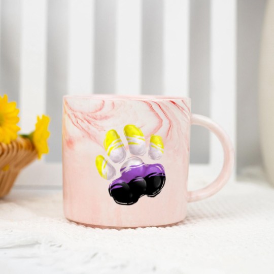 Discover Non Binary - Wolf Paw Marble Mugs