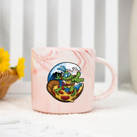Discover ninja turtles surfing pizza Marble Mugs