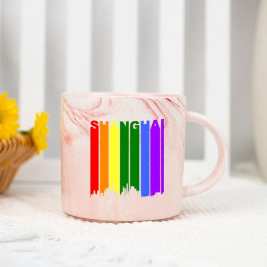 Discover Shanghai China Rainbow LGBT Gay Pride Marble Mugs