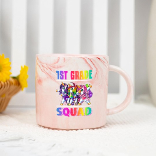 Discover 1st Grade Squad Dabbing Unicorn Back to School Backpack Girl Marble Mugs