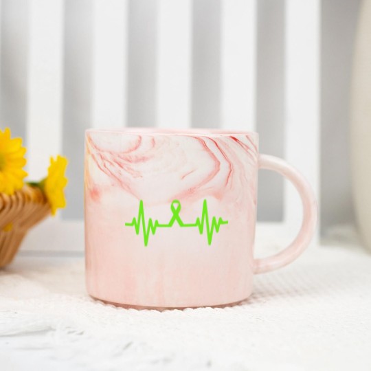 Discover lymphoma cancer ribbon heartbeat - Lymphoma Cancer - Marble Mugs