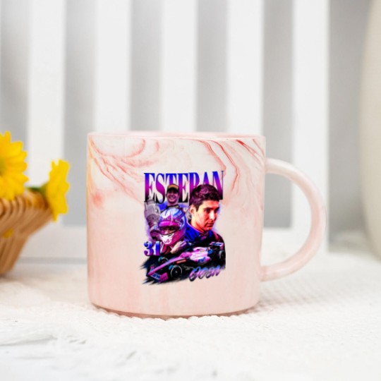 Discover Esteban Ocon Marble Mugs Driver Racing Championship Formula Racing Marble Mugs French Vintage Design 90s Graphic Marble Mugs