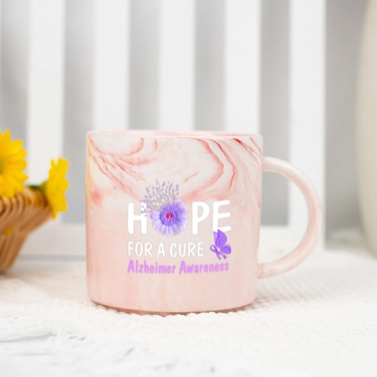 Discover Hope For A Cure Alzheimer's Awareness Flower Gift Marble Mugs