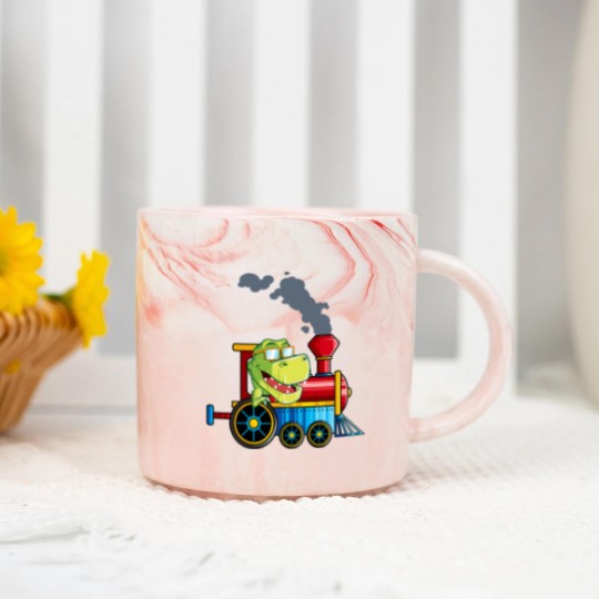 Discover Funny Dinosaur Riding A Train Tyrannosaurus Dino B Marble Mugs
