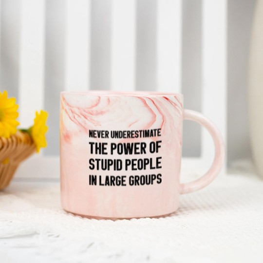 Discover Never Underestimate The Power Of Stupid People Marble Mugs