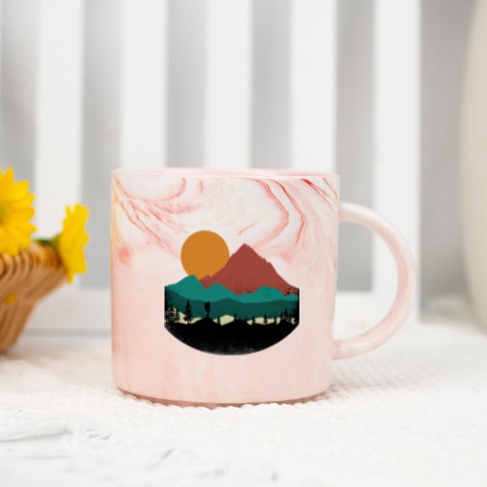 Discover Retro Evergreen Mountain Hiker Marble Mugs