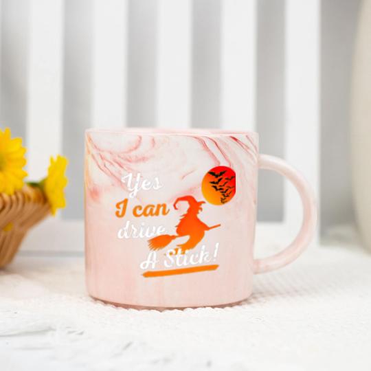Discover Halloween Witch Broom Yes I Can Drive A Stick Marble Mugs