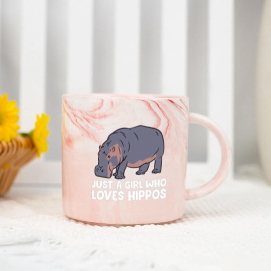 Discover Hippo Girl Just a Girl Who Loves Hippos Marble Mugs