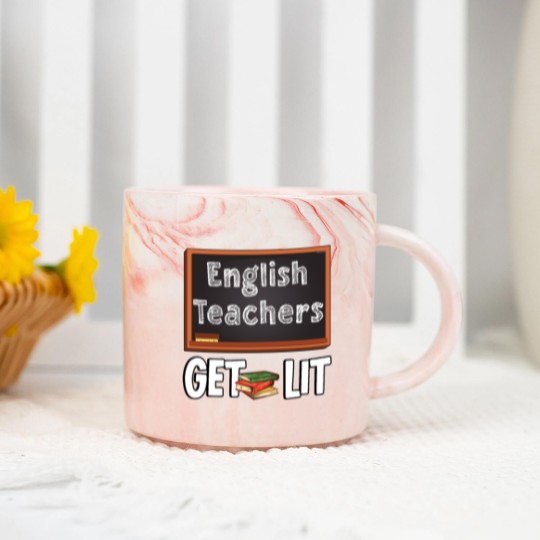 Discover Book Chalk Teacher English Literature Blackboard Marble Mugs