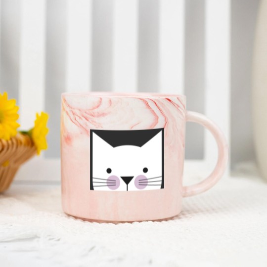 Discover Peek-a-Boo Kitty, Black and White with Lavender Cheeks - Cats - Marble Mugs