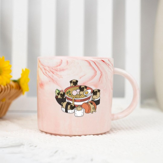 Discover Pug Ramen Sushi - Pug - Marble Mugs