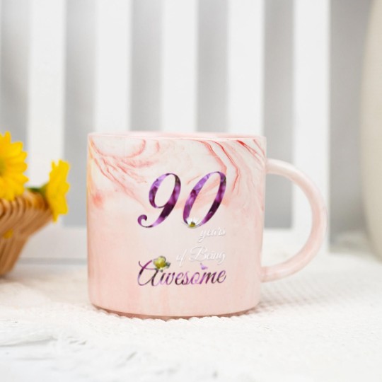 Discover 90 Year Old Marble Mugs Awesome Floral 1930 90Th Birthda Marble Mugs