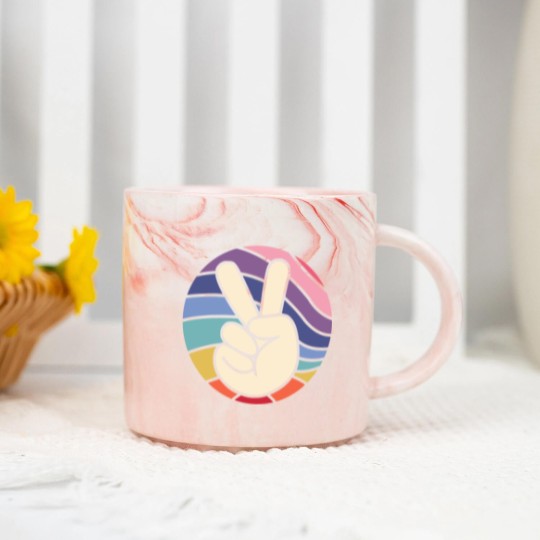 Discover Groovy Peace Sign Hand Hippie Vintage 70s Gift Marble Mugs