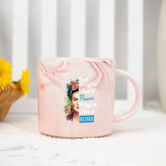 Discover Not Fragile Like A Flower, Fragile Like A Bomb With Frida Kahlo Picture Gift For Fans And Lovers - Frida Kahlo - Marble Mugs
