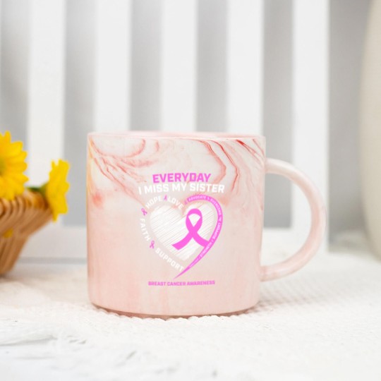 Discover Loving Memory Marble Mugs Sister Breast Cancer Awareness Marble Mugs